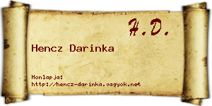 Hencz Darinka névjegykártya